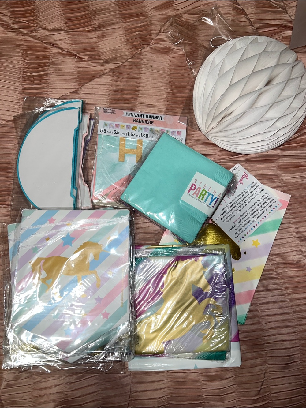 Unicorn-Themed Party Supplies - Turquoise & Gold